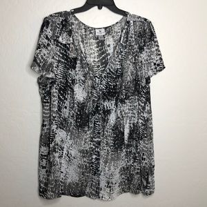 Worthington Black And White Sheer Blouse Size 3X